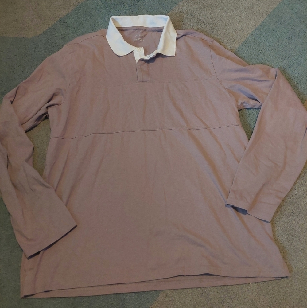 Everlane Men's Long Sleeve Shirt in Light Purple with White Collar
